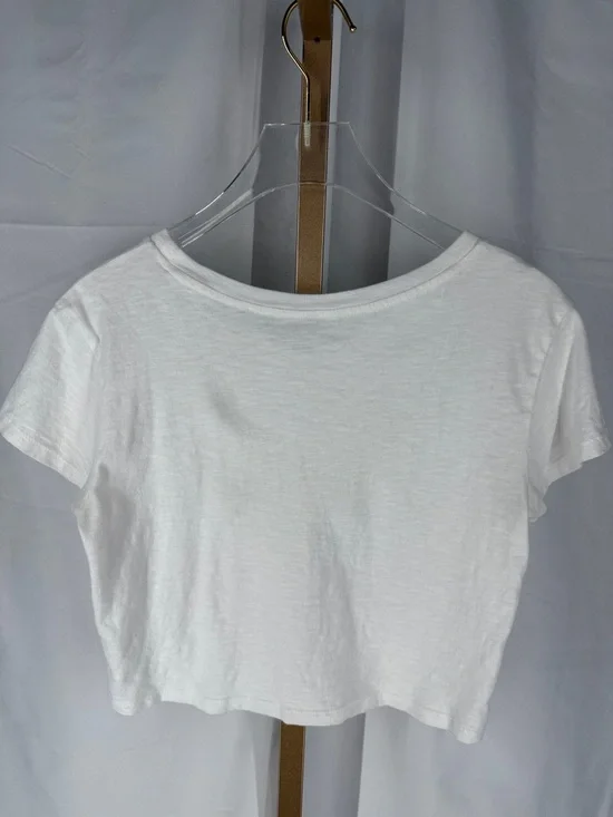 Aerie 100% Cotton Cropped Tee Shirt Top - Small - White - Picture 9 of 10